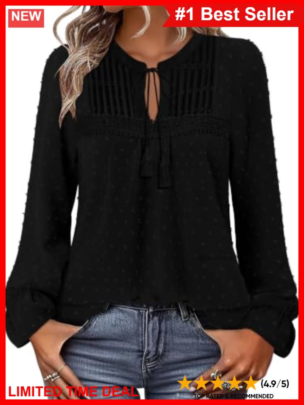 Boho Swiss Dot Lace Blouse Long Sleeve Peasant Tunic Top